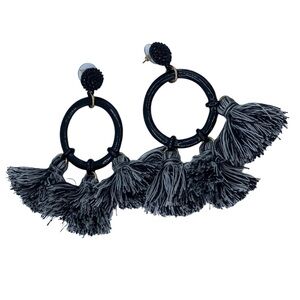 Baublebar SUGARFIX black tassel hoop earrings oversized